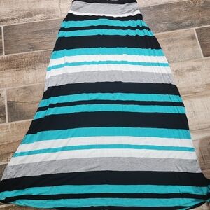 Merona Striped Dress in Black, Gray, and Teal